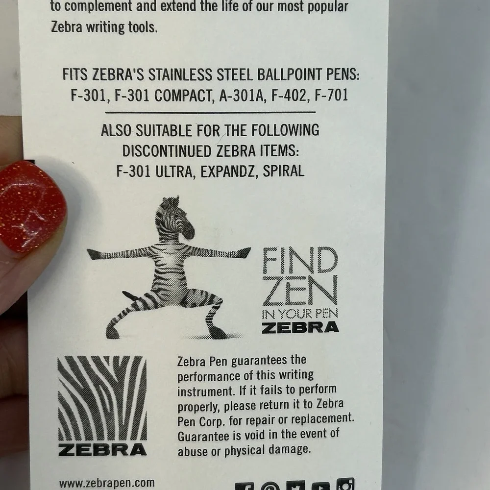 5 Packs of 2 F-Refill for Zebra F-301 F301 F-402 F-701 Pen Black Ink 85512